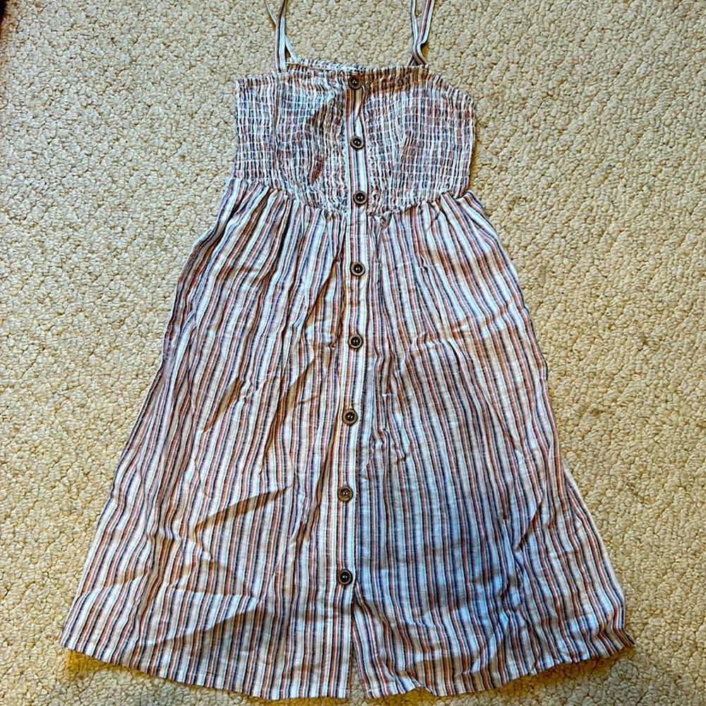 Garage striped dress with buttons down the front